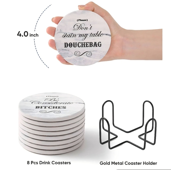 Ceramic Funny Coster Set With Stand - Picture 3 of 9